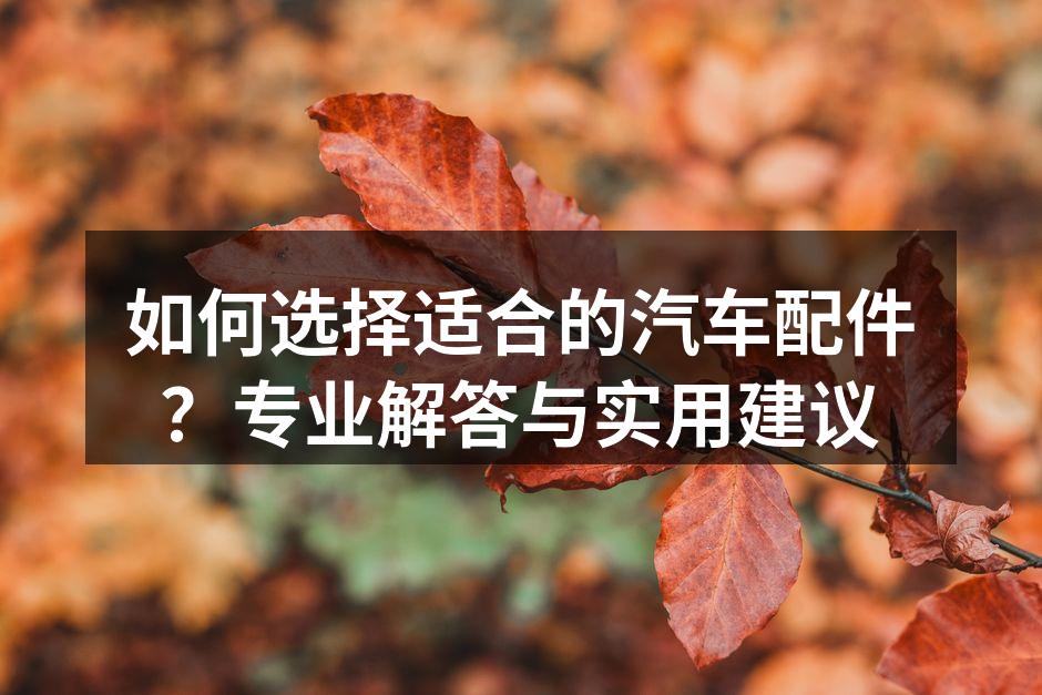 选择合适的汽车配件至关重要